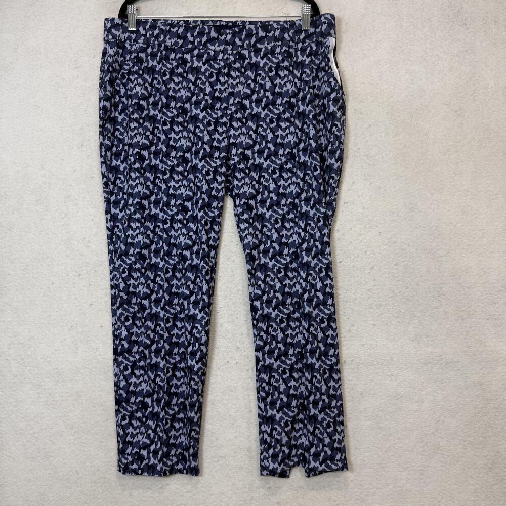 Belyn Key Pants Womens XL Blue Camo Ankle Pull On Golf Slim Stretch Pockets